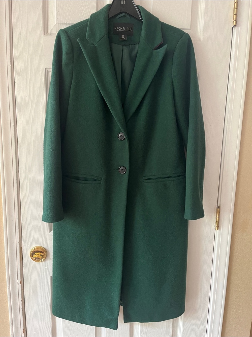 Rachel Zoe Forest Green Long Wool Trench Coat